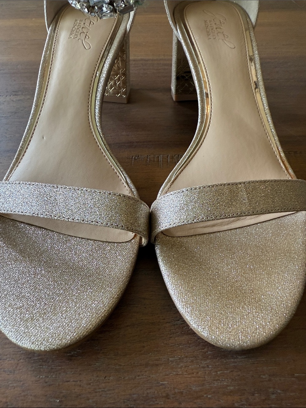 Jewel Badgley Mischka Blush Crystal-Ankle Strap Heel Size 10 - Picture 4 of 14